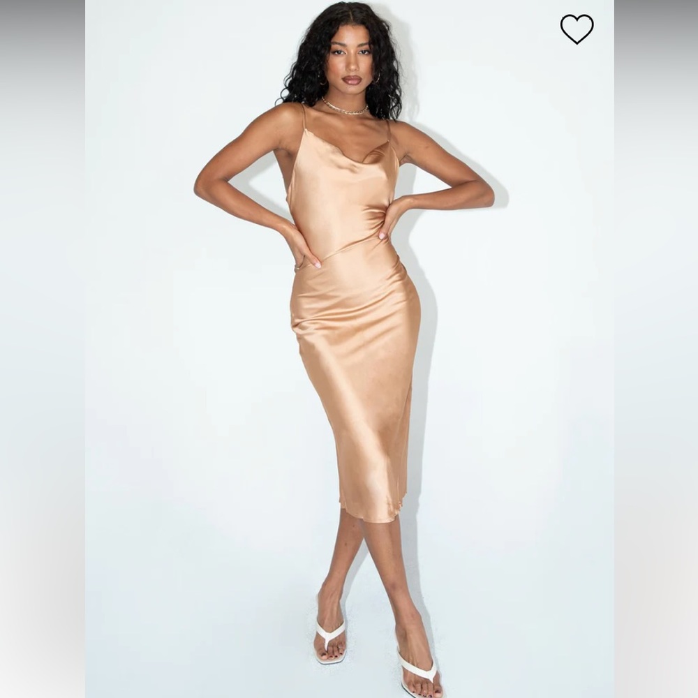 PRINCESS POLLY BETTA VANORE MIDI DRESS IN CHAMPAGNE; worn once!!
